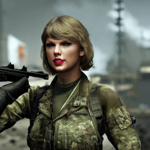 Prompt: Taylor Swift in Call of Duty, 4k