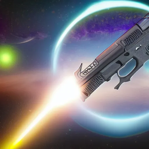 Prompt: energy gun firing at planet