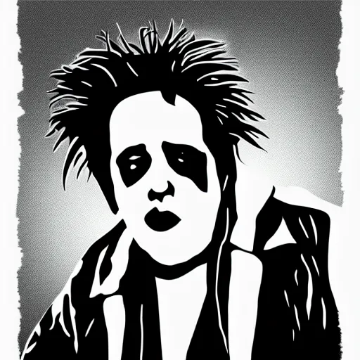 Prompt: robert smith of the cure, vector art, art deco