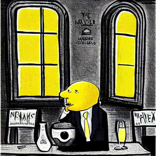 Image similar to new yorker cartoon of a lemon