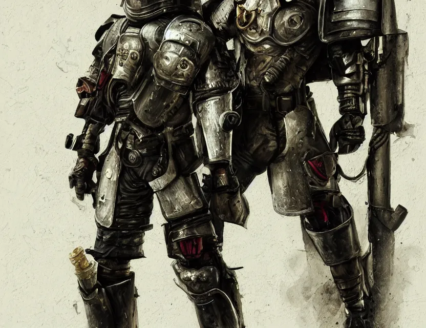 Image similar to a detailed portrait painting of a lone bounty hunter wearing combat armour and a reflective visor. Head and chest only. Dieselpunk elements. Movie scene, cinematic sci-fi scene. Flight suit, cloth and metal, accurate anatomy. Samurai influence, knight influence. fencing armour. portrait symmetrical and science fiction theme with lightning, aurora lighting. clouds and stars. Atmospheric. Clean design, smooth oil paint. Futurism by beksinski carl spitzweg moebius and tuomas korpi. baroque elements. baroque element. intricate artwork by caravaggio. Oil painting. Trending on artstation. 8k