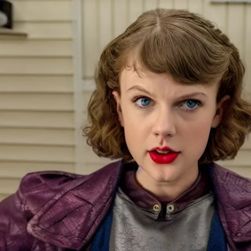 Prompt: still from Stranger Things season 6 - Taylor Swift as evil queen Brunhilda