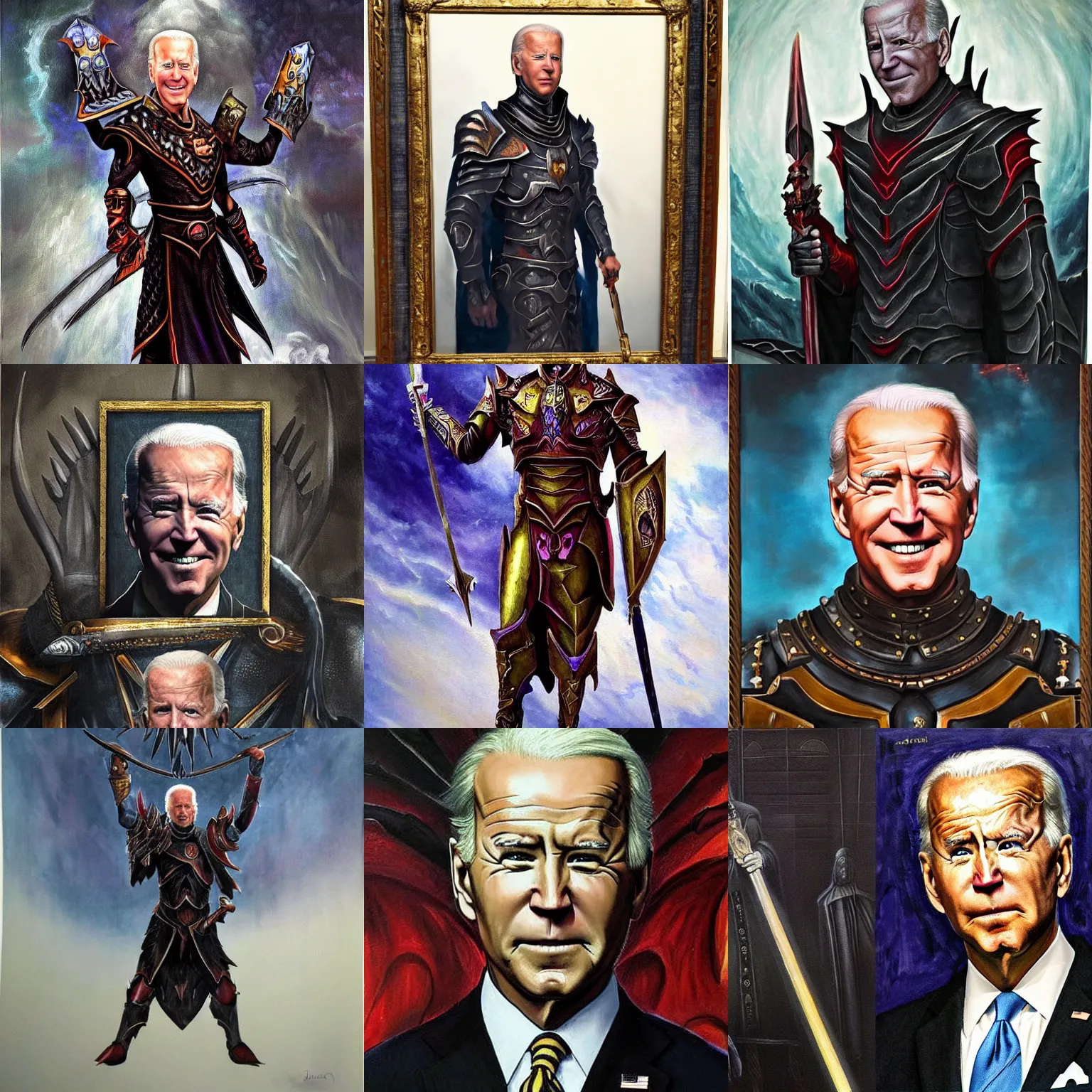 Prompt: joe biden as a daedric lord epic painting