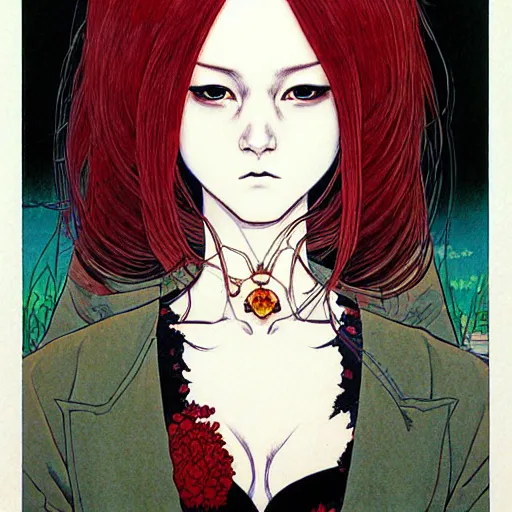 Image similar to prompt : portrait of rogue painted in miyazaki color style drawn by katsuhiro otomo and takato yamamoto, inspired by fables, china doll face, smooth face feature, intricate oil painting, high detail, sharp high detail, manga and anime 2 0 0 0