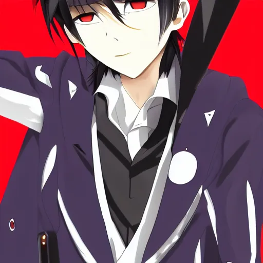 anime boy with black robe that uses magic and has one red eye and one blue  eye : r/dalle2