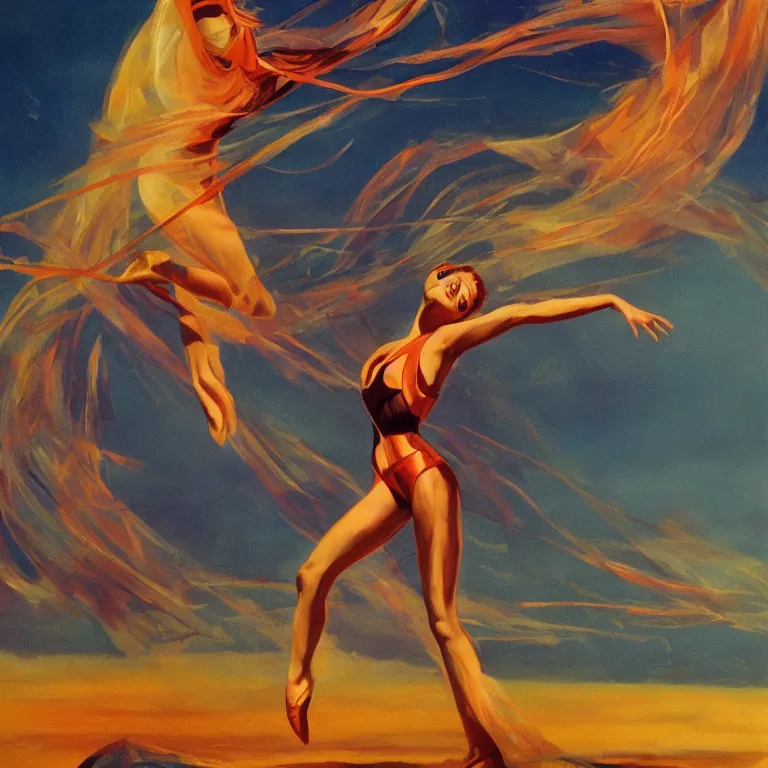 Image similar to dancer in the wind by ed emshwiller, retrofuturism, trending on artstation