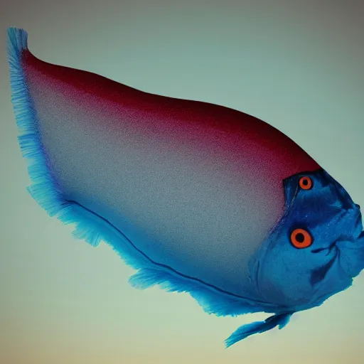 Image similar to a cotton candy fish. dramatic lighting.