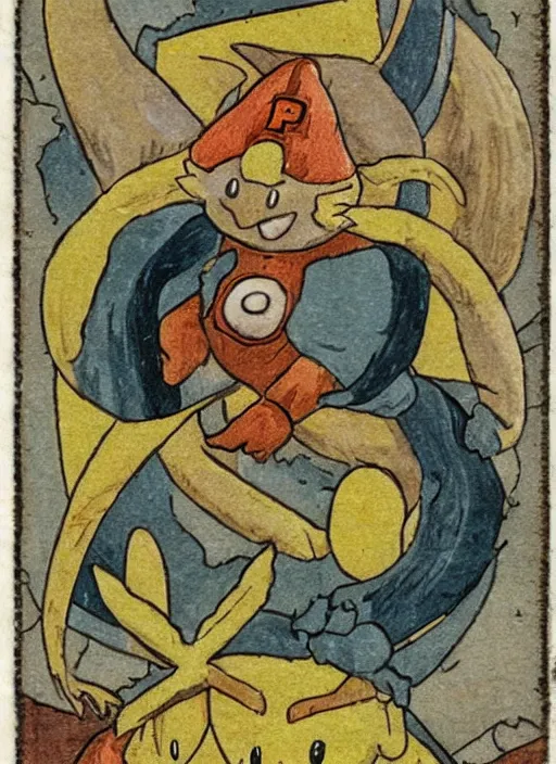 Image similar to a pokemon card from the 1 4 0 0 s