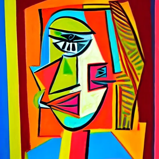 Prompt: By contrast, these are some of the worst representations of Picasso. You can tell because the color balance has been artificially mucked with, and the paintings appear posterized and artificially eNhAnCeD.