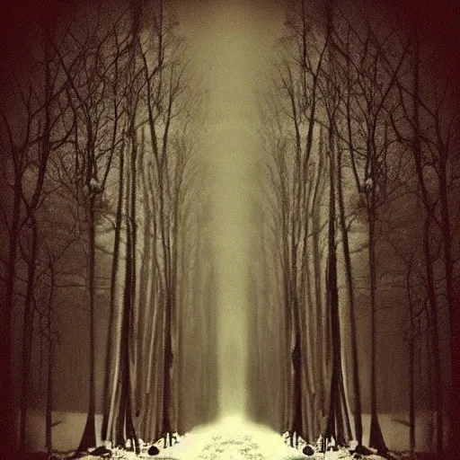 Image similar to a dark forest with a feeling of loneliness, polaroid photo, perfect photo, photo pinterest