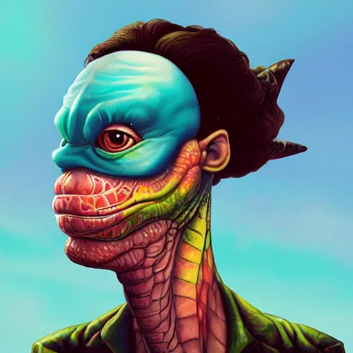 Image similar to Lofi vaporwave portrait dinosaur, Pixar style, Tristan Eaton, Stanley Artgerm, Tom Bagshaw