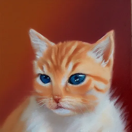 Image similar to palette knife oil painting of an orange tabby kitten