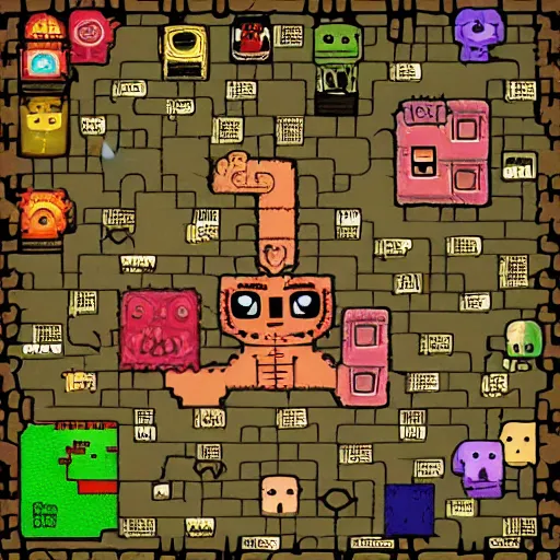 Prompt: the binding of isaac, among us map