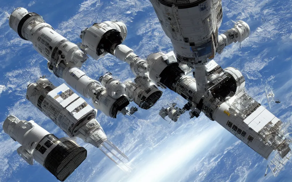 Prompt: photo real space station from, star trek, star wars