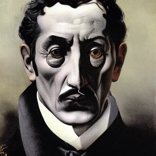 Image similar to antonio margheriti, portrait by salvador dali, highly detailed, in the style of dishonored