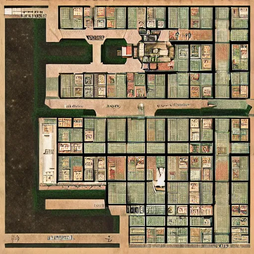 Image similar to full - color floor plan map of a fantasy tavern, hardwood floor, by greg rutkowski and james gurney, trending on artstation