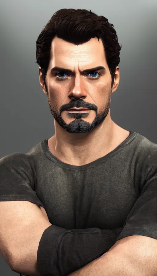 Image similar to :a portrait of HENRY CAVILL is Tony Stark by Valentina Remenar+UNREAL ENGINE 5+4K UHD IMAGE+Stunning LIGHTING+Stunning SHADERS+SUBSTANCE PAINTER