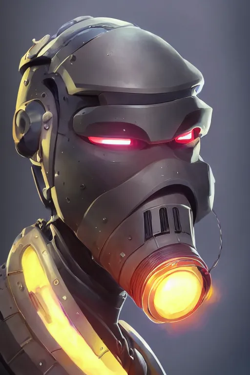 Image similar to epic mask helmet robot ninja portrait stylized as fornite style game design fanart by concept artist gervasio canda, behance hd by jesper ejsing, by rhads, makoto shinkai and lois van baarle, ilya kuvshinov, rossdraws global illumination radiating a glowing aura global illumination ray tracing hdr render in unreal engine 5