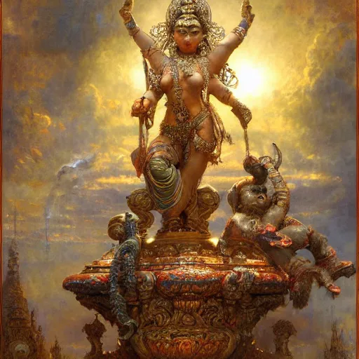 Image similar to artstation, intricate details, hyper details, by gaston bussiere, ganesha,