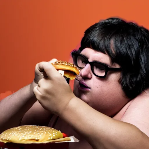 Prompt: andy milonakis eating a burger, 4 k, ultra high detail, photorealistic