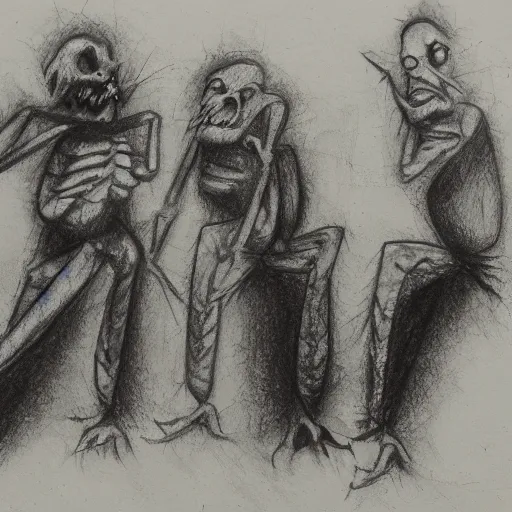 Image similar to zdzislaw bensinski sketch of ghouls in atasehir