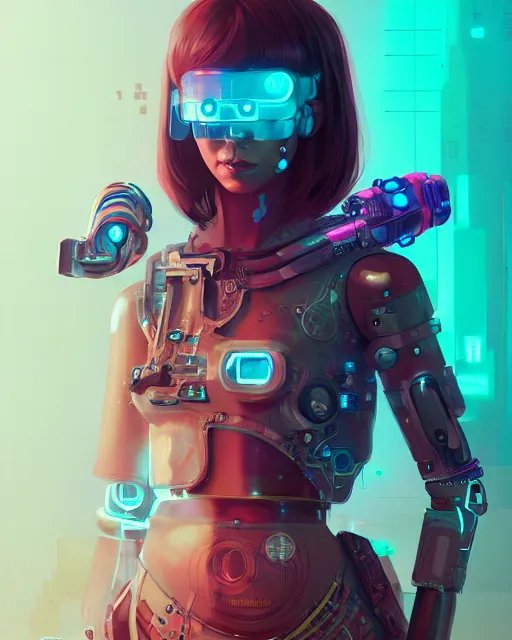 Image similar to portrait of agatha vega as a cyberpunk cyborg. sci - fi, missing panels, intricate abstract upper body intricate artwork, by tooth wu, wlop, beeple, dan mumford. concept art, octane render, deviantart, greg rutkowski, cinematic, key art, hyperrealism, iridescent accents