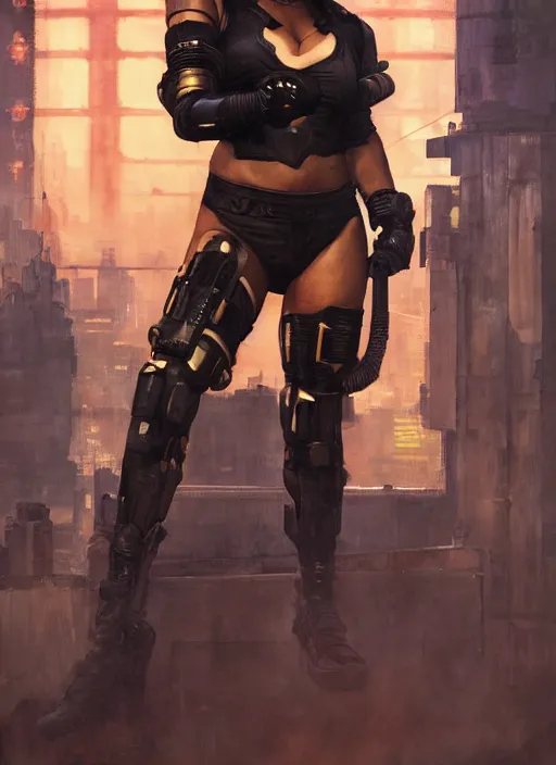 Image similar to black chun li. cyberpunk blackops hacker in a military vest ( blade runner 2 0 4 9, cyberpunk 2 0 7 7 ). orientalist portrait by john william waterhouse and james gurney and theodore ralli and nasreddine dinet, oil on canvas. cinematic, hyper realism, realistic proportions, dramatic lighting, high detail 4 k
