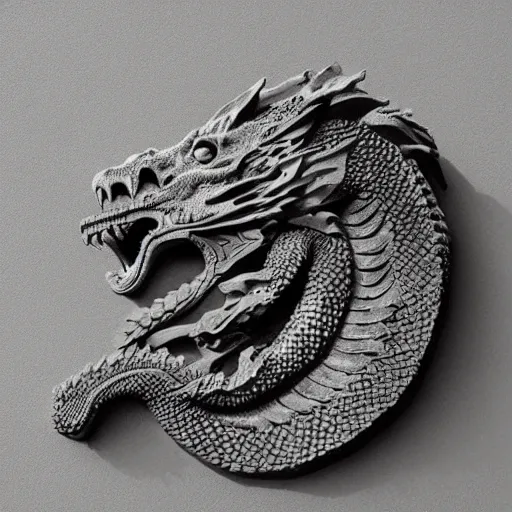 Prompt: “fire breathing dragon, high relief sculpture stone”