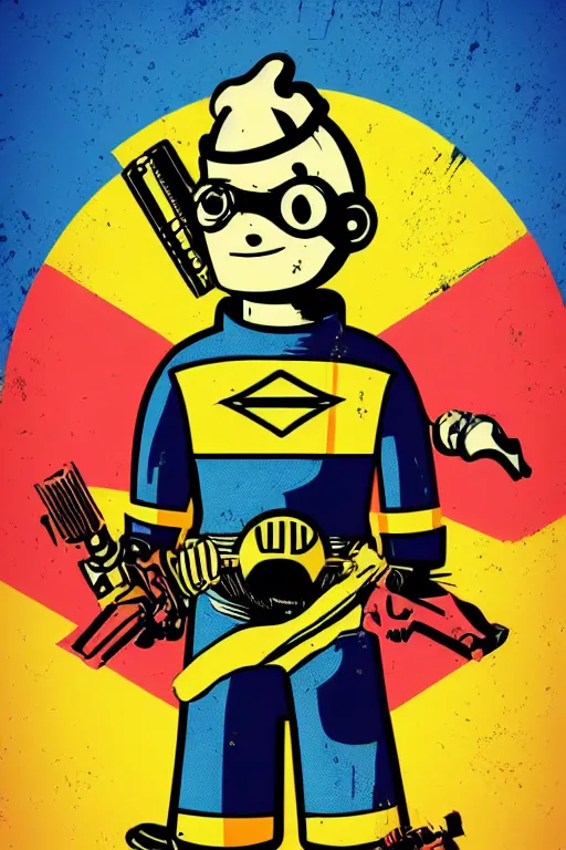 Image similar to fallout 7 6 retro futurist illustration art by butcher billy, sticker, colorful, illustration, highly detailed, simple, smooth and clean vector curves, no jagged lines, vector art, smooth andy warhol style