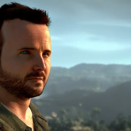 Prompt: aaron paul as nathan drake, photorealistic, cinematic lighting