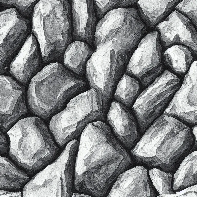 Image similar to an illustration study of rocks, digital art, sharp