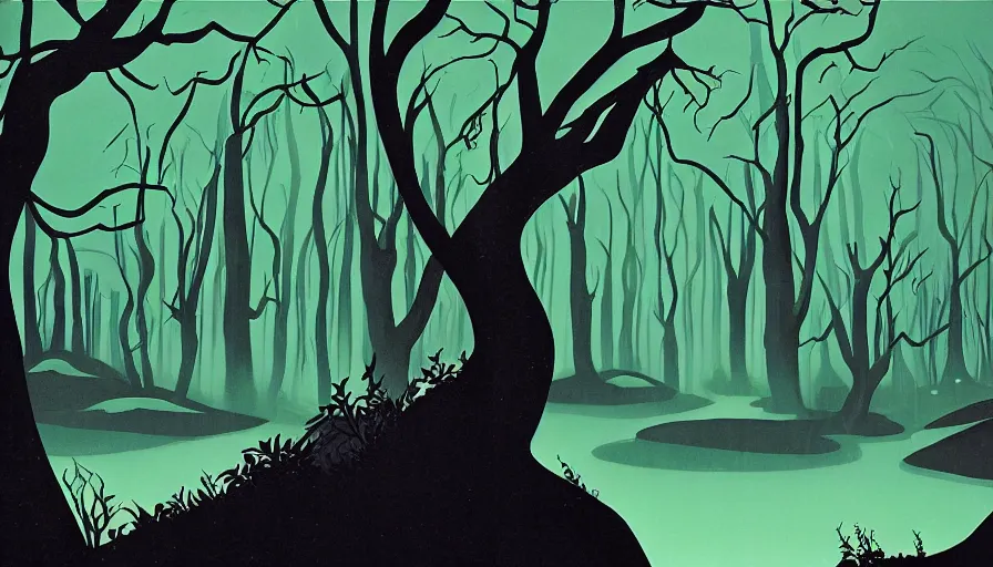 cartoon dark forest background