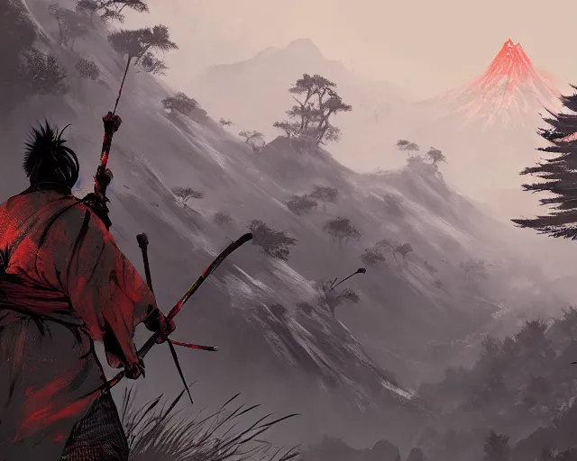 Image similar to sekiro mountain, ismail inceoglu