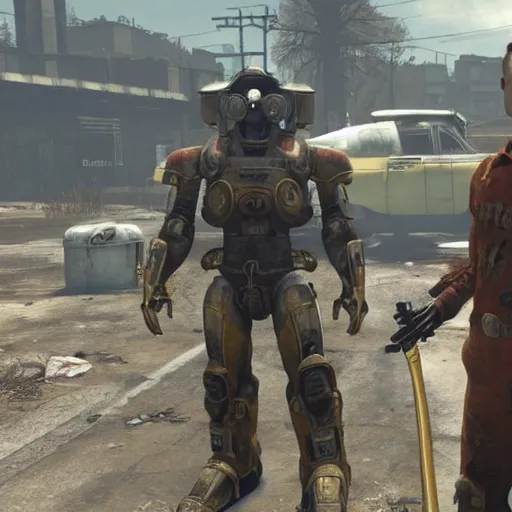 Image similar to ryan gosling in fallout 4 in power armor