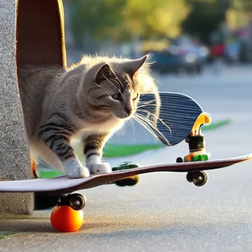 Image similar to cat riding a skateboard