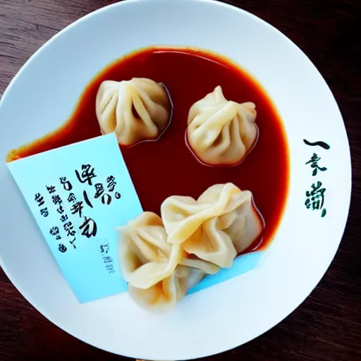 Image similar to delicious dumplings with chilli sauce made by hayao miyazaki, ghibli art style