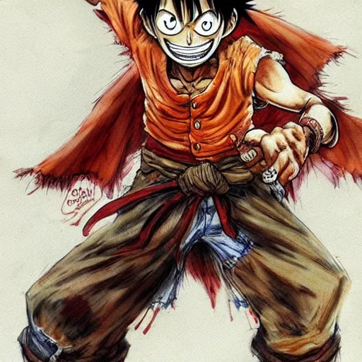 Image similar to luffy by kim jung gi