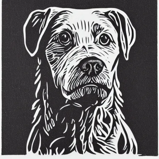 Image similar to dog linocut print by Samuel Jessurun de Mesquita