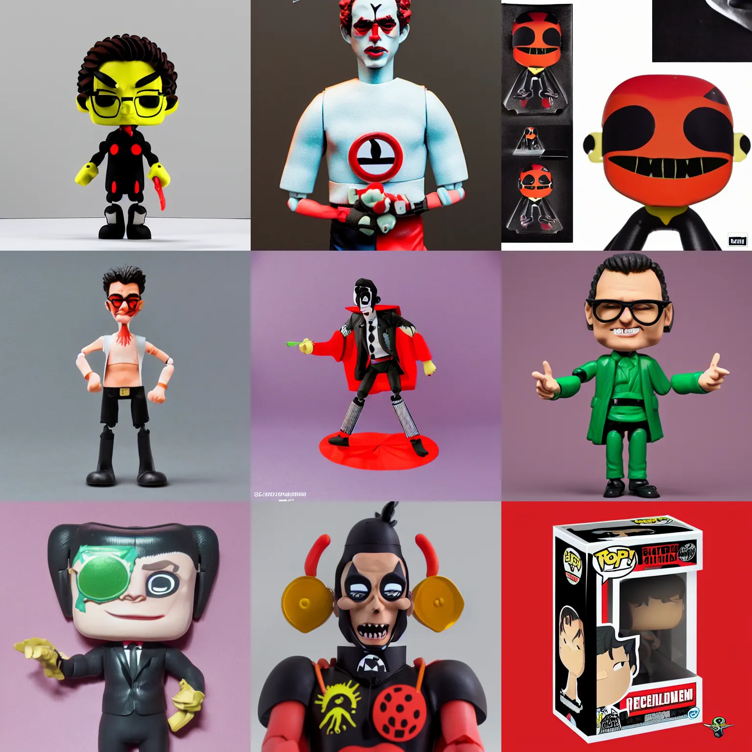 Prompt: seductive, happy, individual florian schneider, stop motion vinyl action figure, plastic, toy, butcher billy style