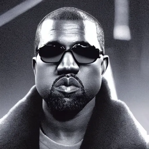 Image similar to film still of kanye west!!! as morpheus in the matrix