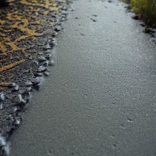 Image similar to paw prints in wet concrete, polaroid photo,