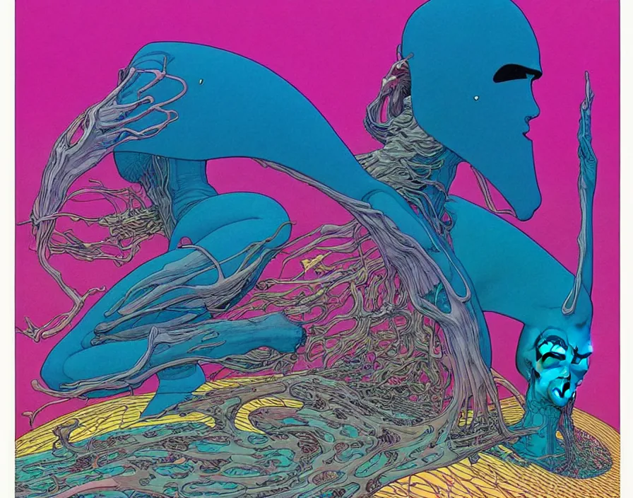 Image similar to ( ( ( ( the end ) ) ) ) by mœbius!!!!!!!!!!!!!!!!!!!!!!!!!!!, overdetailed art, colorful, artistic record jacket design