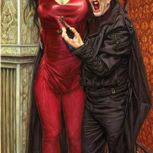 Image similar to vampire roommate, by donato giancola, and berthold woltze.