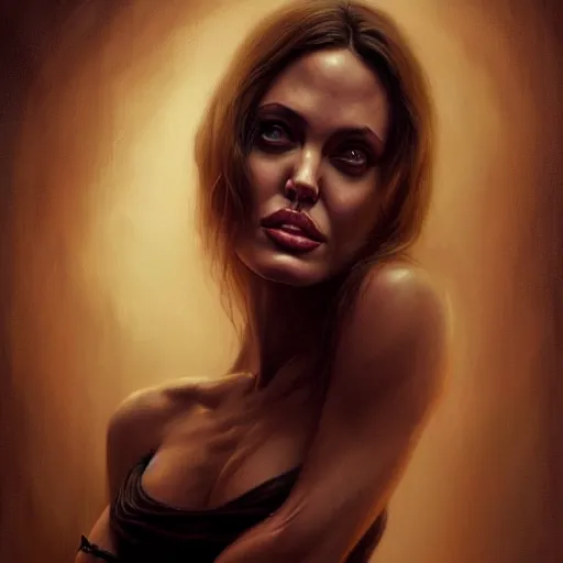 Prompt: portrait of angelina jolie, muscular upper body, fantasy, intricate, elegant, highly detailed, digital painting, artstation, concept art, matte, sharp focus, illustration, art by aenaluck and roberto ferri and greg rutkowski, epic fantasy, digital painting