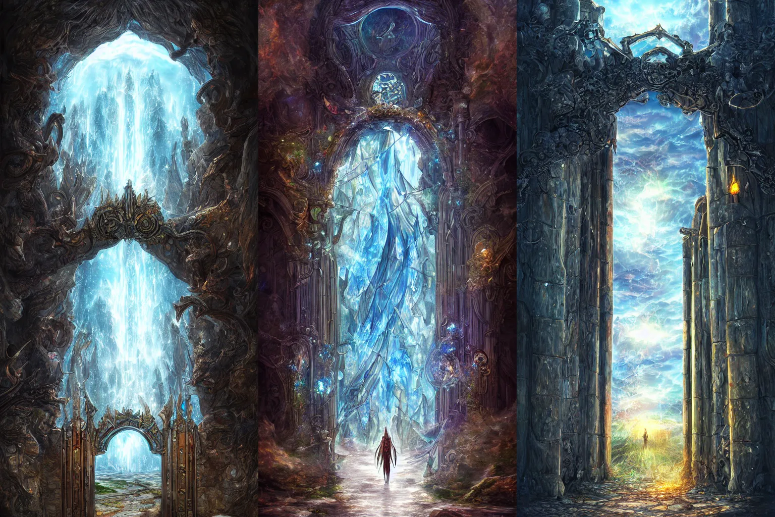 Prompt: The gate to the eternal kingdom of glass, fantasy, digital art, HD, detailed.