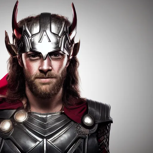 Image similar to man with a crown, smirk, photograph, black backgrounds, glowing red eyes, thor