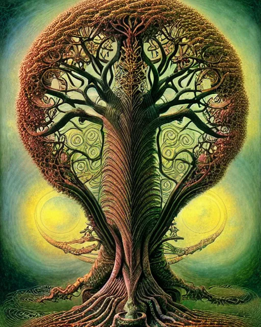 Image similar to tree of life by roger dean and andrew ferez, art forms of nature by ernst haeckel, divine chaos engine, symbolist, visionary, art nouveau, botanical fractal structures, organic, detailed, realistic, surreality