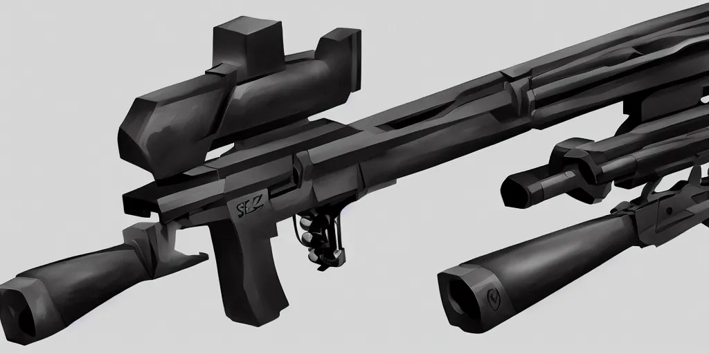 Image similar to a futuristic rifle designed by jsezz john seru and aaron de leon concept art, matte, sharp focus, illustration