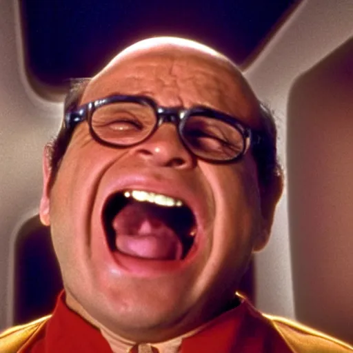 Prompt: A still of Danny Devito screaming in 2001: A Space Odyssey