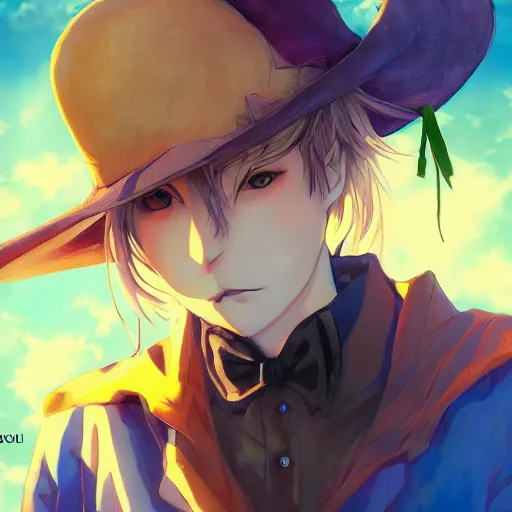 Image similar to portrait of the scarecrow of blue etheral, anime fantasy illustration by tomoyuki yamasaki, kyoto studio, madhouse, ufotable, comixwave films, trending on artstation